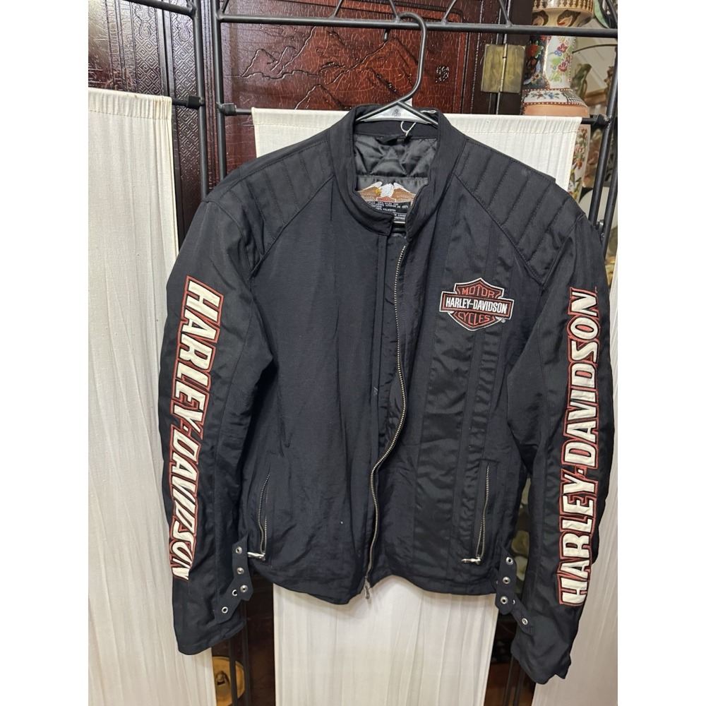 Vintage Harley Davidson Quilted Nylon Jacket Small Complete Motorcycle Jacket